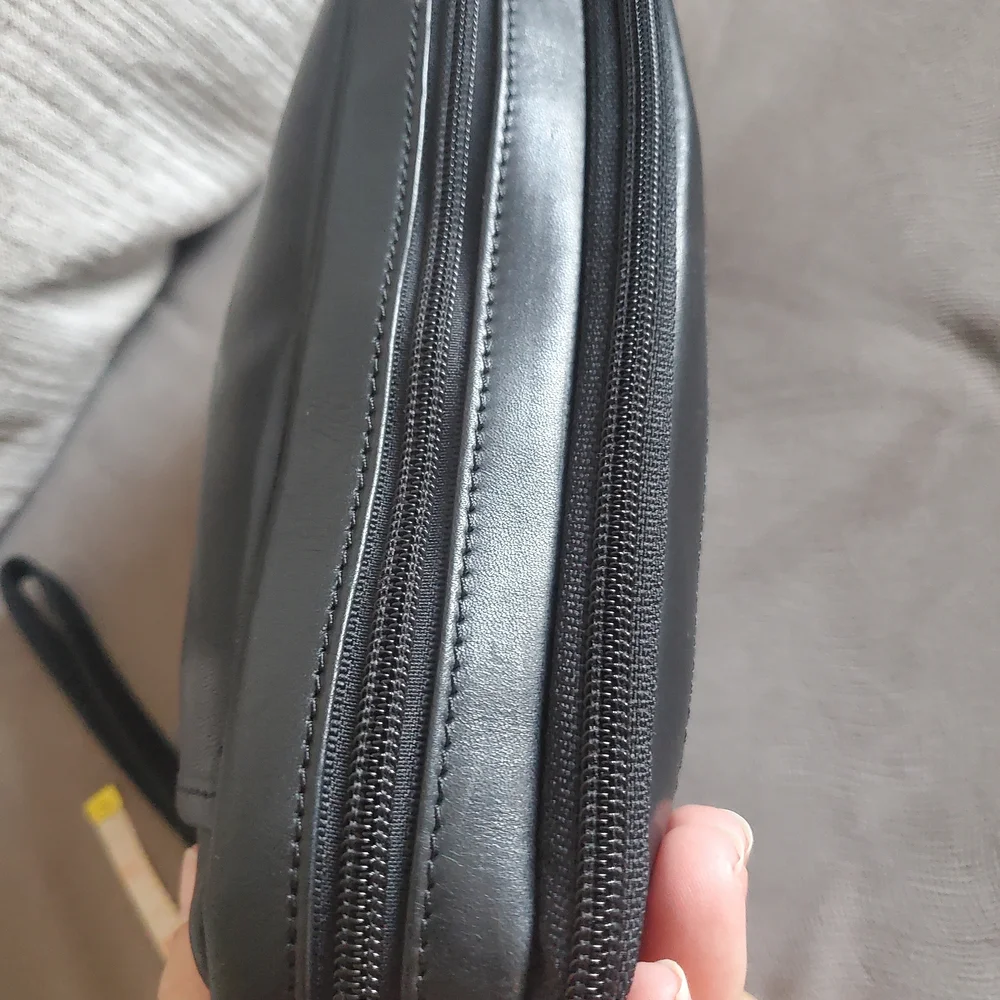 L.L. Bean Vintage Black Leather Planer, Wallet Organizer Bag Mens